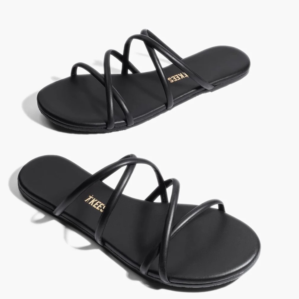 TKEES Sloane Black Strappy Slide Sandals - Size 11M